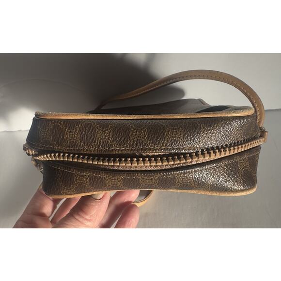 CELINE Macadam 5oc1981 Brown PVC Shoulder Bag Zip Pocket Vintage Authentic - Picture 7 of 12